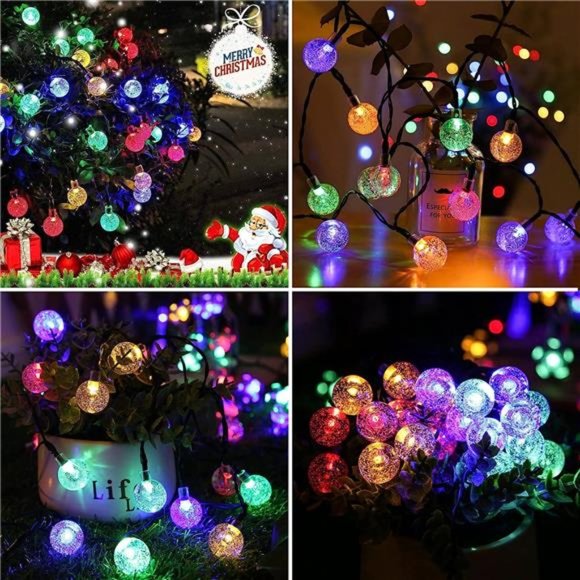 Solar String Lights Outdoor 100 Led 40 Feet Multi-Color Crystal Globe Lights - Picture 6 of 6